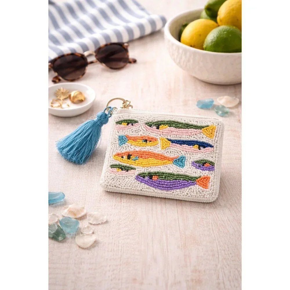 New Beaded Coin Purse Fish Sardine India Coin Purse Key Case